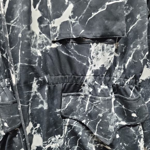 SWEATS by Norma Kamali black marble print supplex jacket sz SM see detai… - Picture 5 of 8